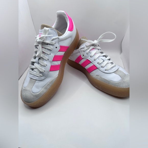 Adidas  Samba Womens Sneakers White Hot Pink Gum Sole - Picture 9 of 16